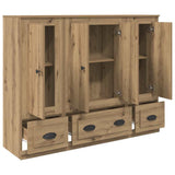 Highboard with Drawer 3 pcs Artisan Oak Engineered Wood 3402672
