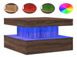 Coffee Table with LED Lights Brown Oak 50x50x40 cm 839846