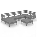 7 Piece Garden Lounge Set Solid Wood Pine Grey 3082961