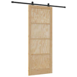 Sliding Door Manual Natural and black 93 x 232 cm 3333490
