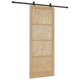 Sliding Door Manual Natural and black 93 x 232 cm 3333490