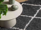 Shaggy Rug PAMPLONA High Pile Modern Black and Cream 140x200 cm 375411