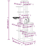 Cat Tree with Sisal Scratching Posts Dark Grey 167 cm 171611