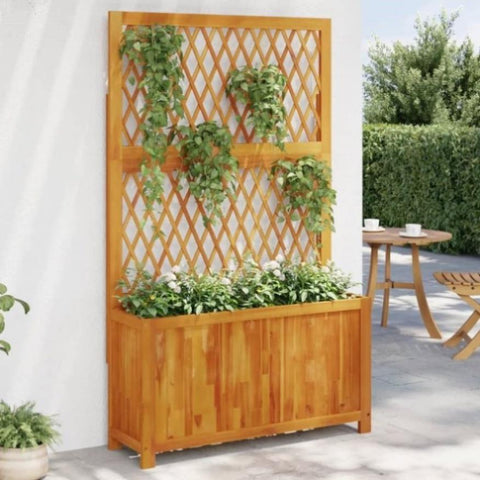 ZNTS Planter with Trellis 100x32x165 cm Solid Wood Acacia 364901