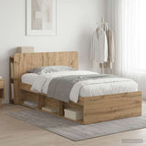Bed Frame with Storage Artisan Oak 90 x 200 cm Engineered Wood 3433343