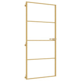 Interior Door Slim Golden 93x201.5 cm Tempered Glass and Aluminium 155134