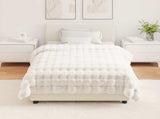 Anti-Slip Faux Rabbit Fur Blanket Olite 4 pcs White Polyester 42021845
