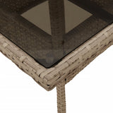 Garden Table with Glass Top Beige 80x80x75 cm Poly Rattan 365523
