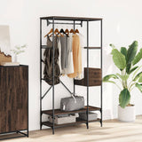 Clothes Rack with Shelves Brown Oak Engineered Wood 847863