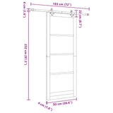 Sliding Door 93 x 232 cm Engineered Wood White and Black 3450124
