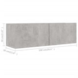 2 Piece TV Cabinet Set Concrete Grey Engineered Wood 3079122