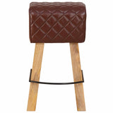 Bar Stool 2 pcs Brown Diamond 44 x 33 x 74 cm Real Leather 42042124