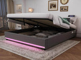5ft King Hydraulic Storage Bed, No Headboard Linen Bed Frame with APP Control LED Lights, Side N652P386118G