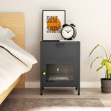 Nightstand Anthracite 40x30x54.5 cm Steel and Glass 336054