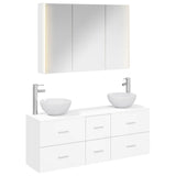 Bathroom Furniture Set 4 pcs White Engineered Wood and Glass 3406703