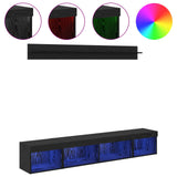 TV Wall Cabinet Set with LED 5 pcs Black Oak Engineered Wood 3402954