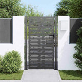 Garden Gate with Lock Black 110 x 205 cm Powder-Coated Steel 42015903