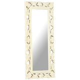 Hand Carved Mirror White 110x50 cm Solid Mango Wood 321643