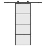 Sliding Door with Hardware Set Black 76x205 cm ESG Glass 3375797