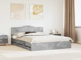 Bed Frame with Drawer Concrete Grey 140 x 200 cm Engineer Wood 3413411