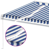 ZNTS Manual Retractable Awning with LED 450x350 cm Blue and White 3069641