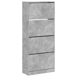 Shoe Cabinet with 4 Flip-Drawers Concrete Grey 80x34x187.5 cm 3214381