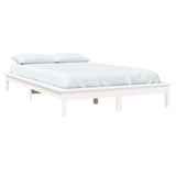 Bed Frame White Solid Pine Wood Double Durable Bed Frame 820587