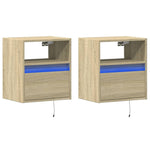 ZNTS Wall-mounted Bedside Cabinets with LED Lights 2 pcs Sonoma Oak 3307980