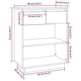 Console Cabinet Grey 60x34x75 cm Solid Wood Pine 813836
