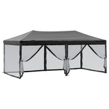 ZNTS Folding Party Tent with Sidewalls Black 3x6 m 93553