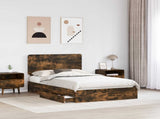 Storage Bed with Drawer Smoked Oak 135 x 190 cm Engineered Wood 3412697