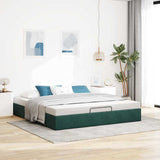 ZNTS Ottoman Bed Frame No Mattress Dark Green 200x200 cm Velvet 3310988