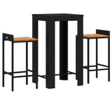 3 Piece Garden Bar Set Black Poly Rattan&Solid Wood Acacia 3187706