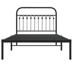 Metal Bed Frame without Mattress with Headboard Black 107x203cm 376596