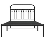 Metal Bed Frame without Mattress with Headboard Black 107x203cm 376596