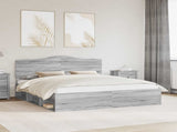 Bed Frame Grey Sonoma 200 x 200 cm Solid Pine Wood 3413268