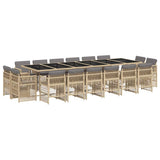 17 Piece Garden Dining Set with Cushions Mix Beige Poly Rattan 3211068