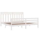 Bed Frame without Mattress White 200x200 cm Solid Wood 3105336