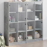 Bookcase with Doors Concrete Grey 136x37x142 cm Engineered Wood 3206520