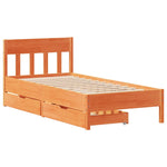 ZNTS Bed Frame without Mattress Wax Brown 90x190 cm Single Solid Wood Pine 3301889