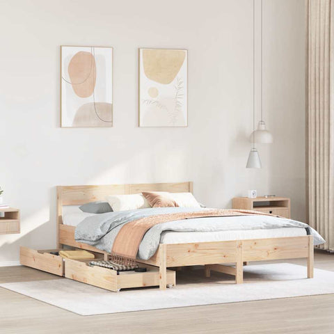 ZNTS Bed Frame without Mattress 120x190 cm Small Double Solid Wood Pine 3301767