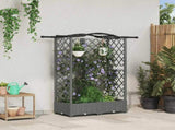 Raised Bed with Trellis and Roof Light Grey 124 x 40 x 123 cm 42032581