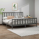Bed Frame without Mattress Grey 200x200 cm Solid Wood Pine 3106725
