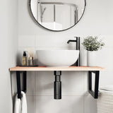 Basin Shelf Wall Mounted Steel and Solid Wood Oak 3302635