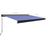 Manual Cassette Awning 450x300 cm Blue and White 3052707