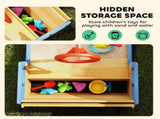 Kids Sand Pit, Children Pirate Ship Sandbox with Bench, Bottom Liner, Seat, Natural Wood Tone T3398P547939