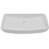 Bathroom Basin with Mixer Tap Ceramic Rectangular White 275493