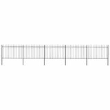 Garden Fence with Spear Top Steel 892.5x120 cm Black 277624