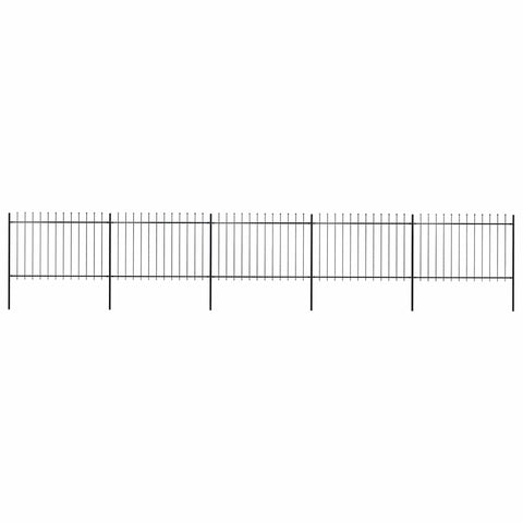 Garden Fence with Spear Top Steel 892.5x120 cm Black 277624