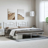 Metal Bed Frame without Mattress with Headboard White 193x203cm 353494